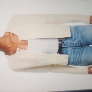 RE/DONE TERRY RIB KNIT CREWNECK CARDIGAN SIZE M VINTAGE WHITE